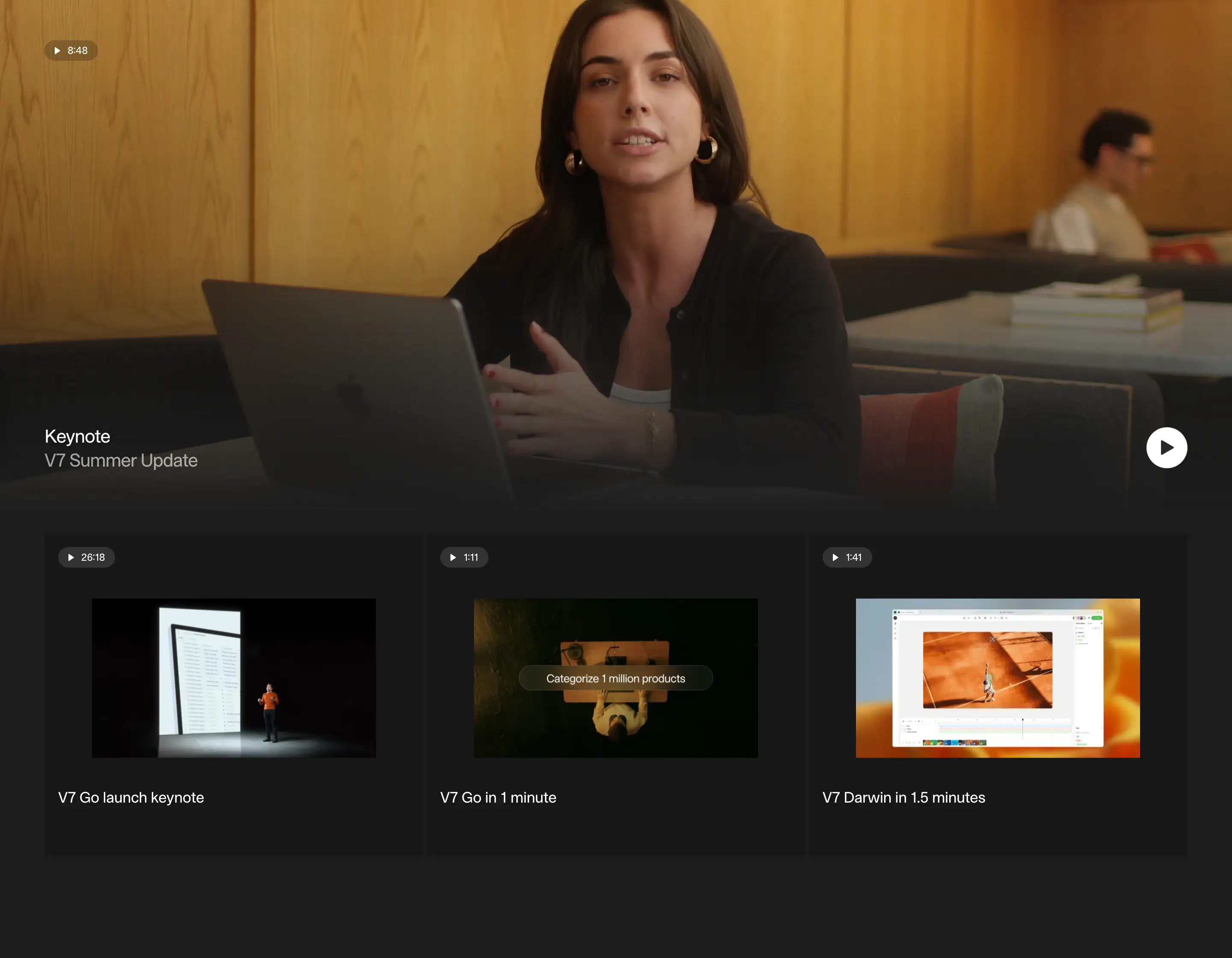 V7 Updates Video Gallery Design