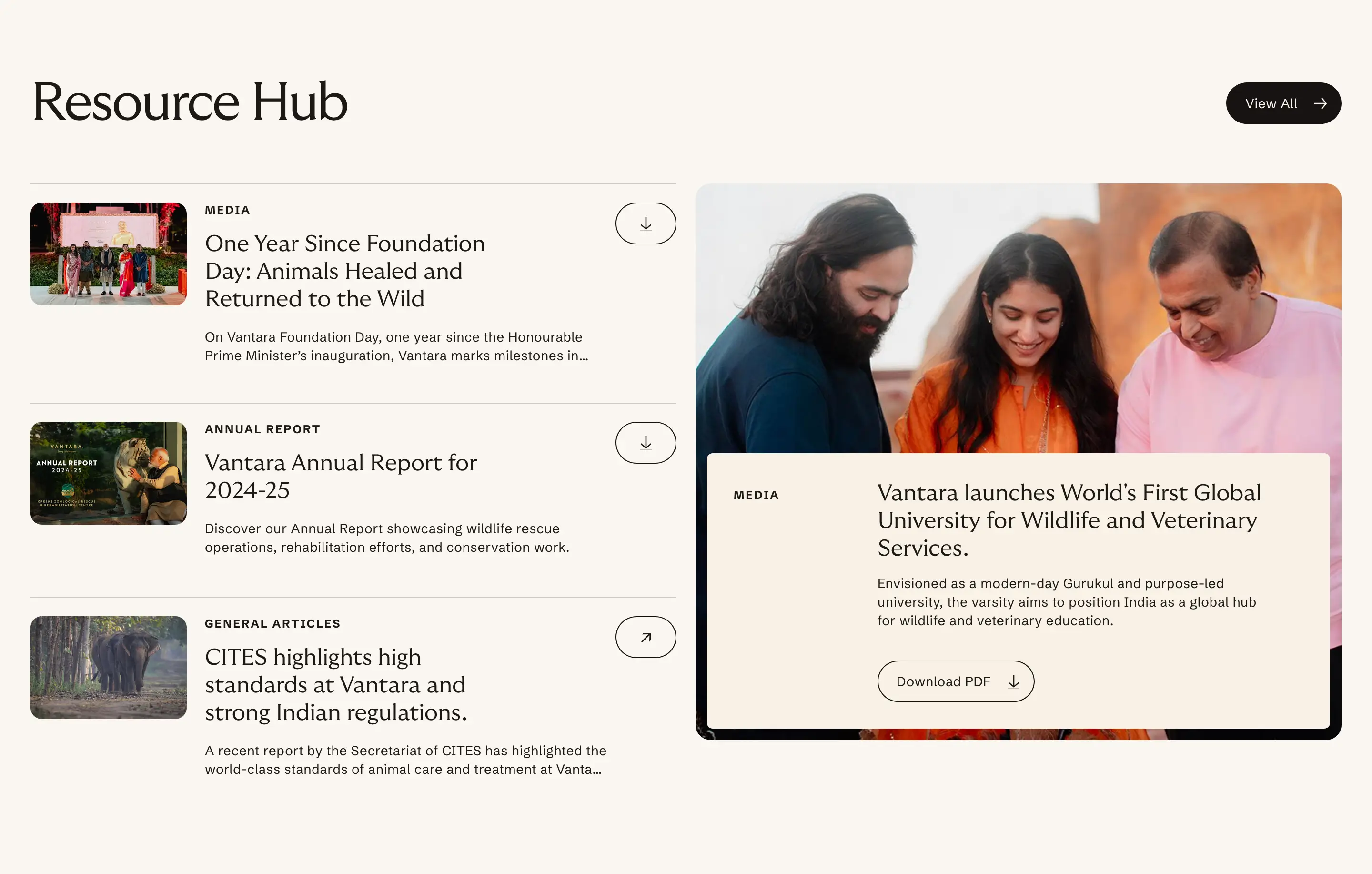 Vantara Resource Blog Listing Design