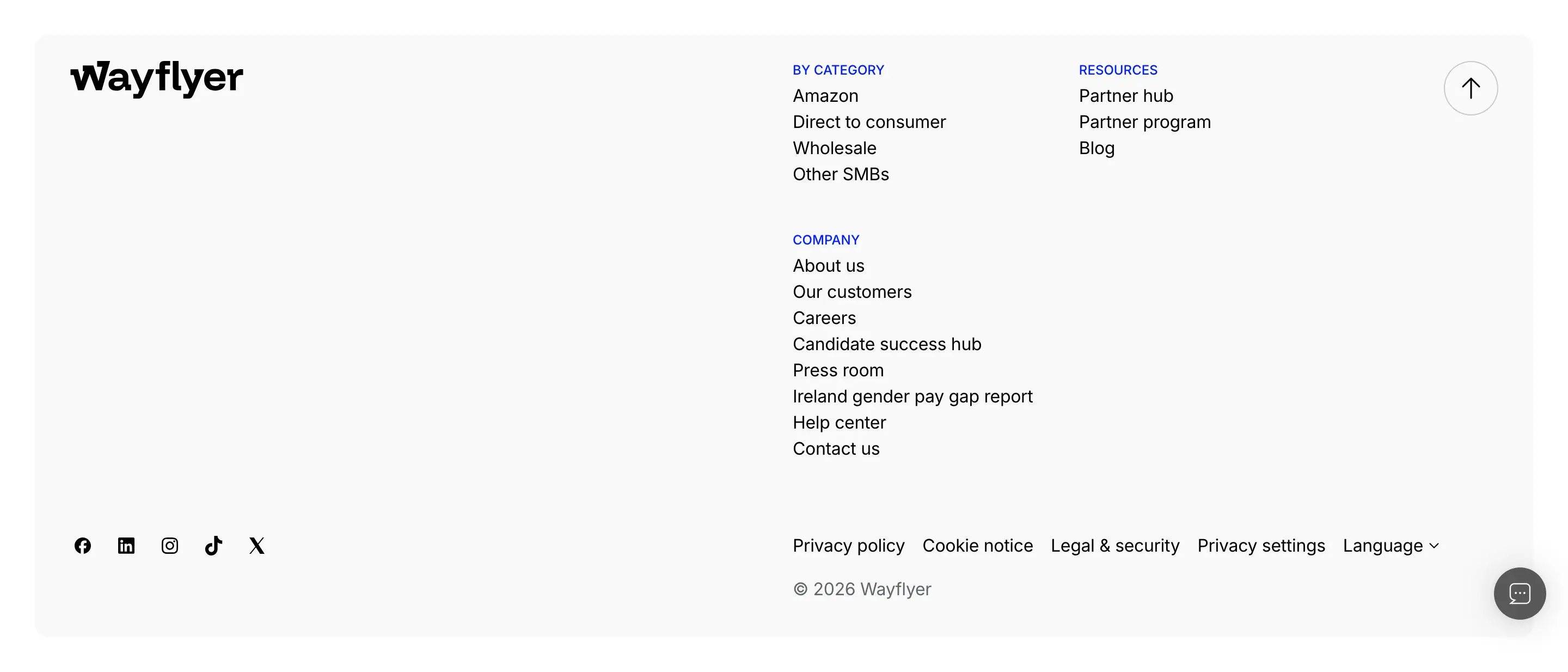 Wayflyer Company Footer Design