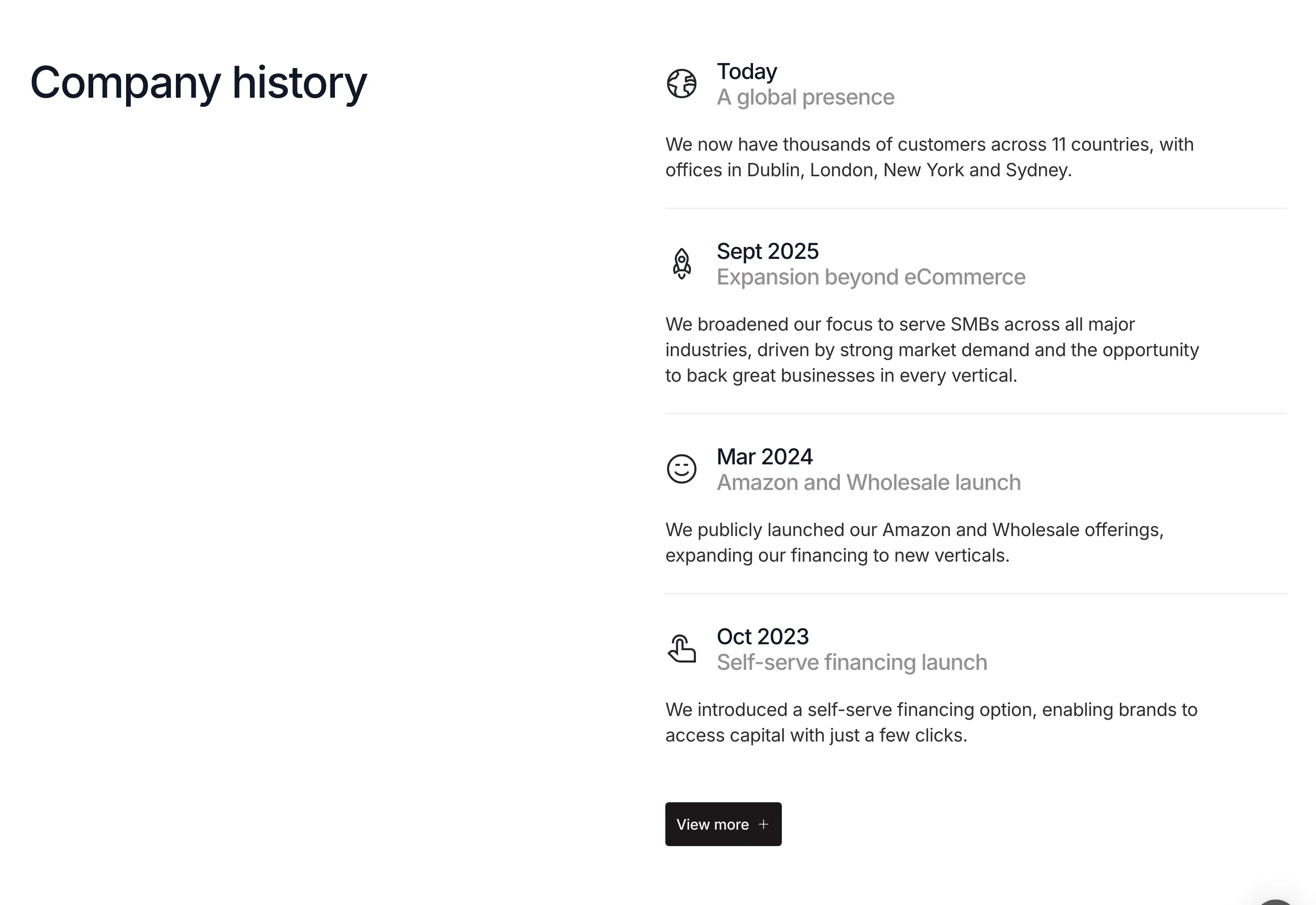 Wayflyer Company Timeline Design
