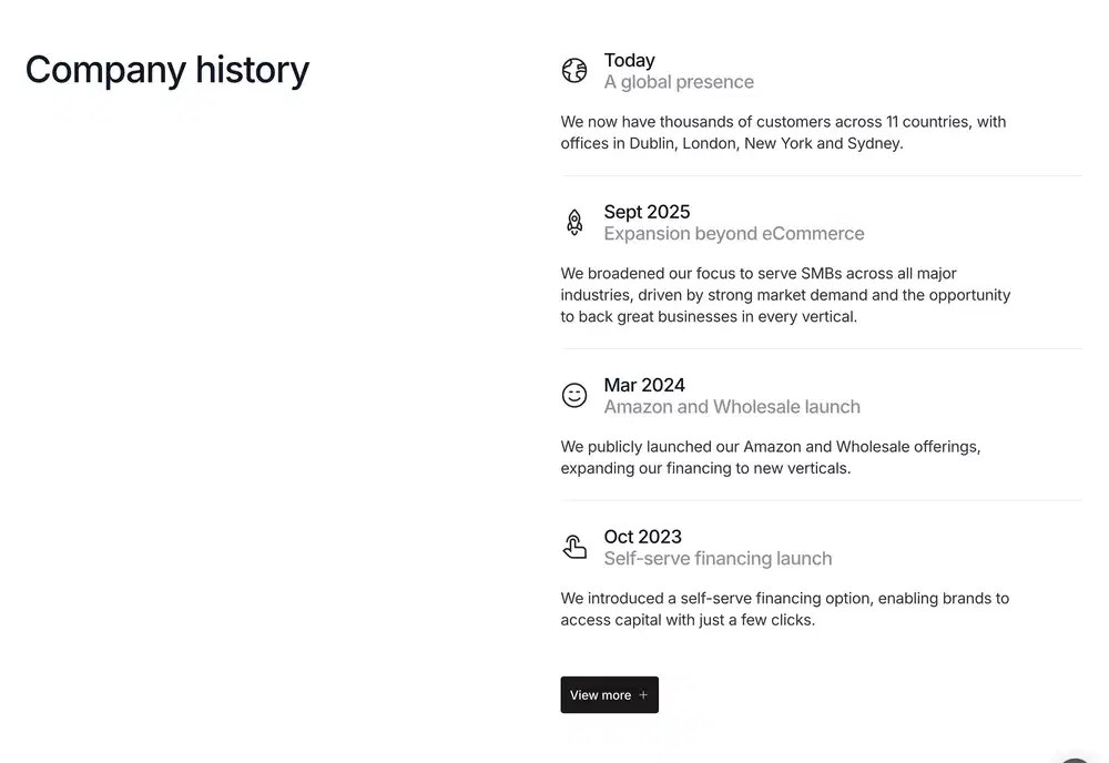 Wayflyer Company Timeline Design