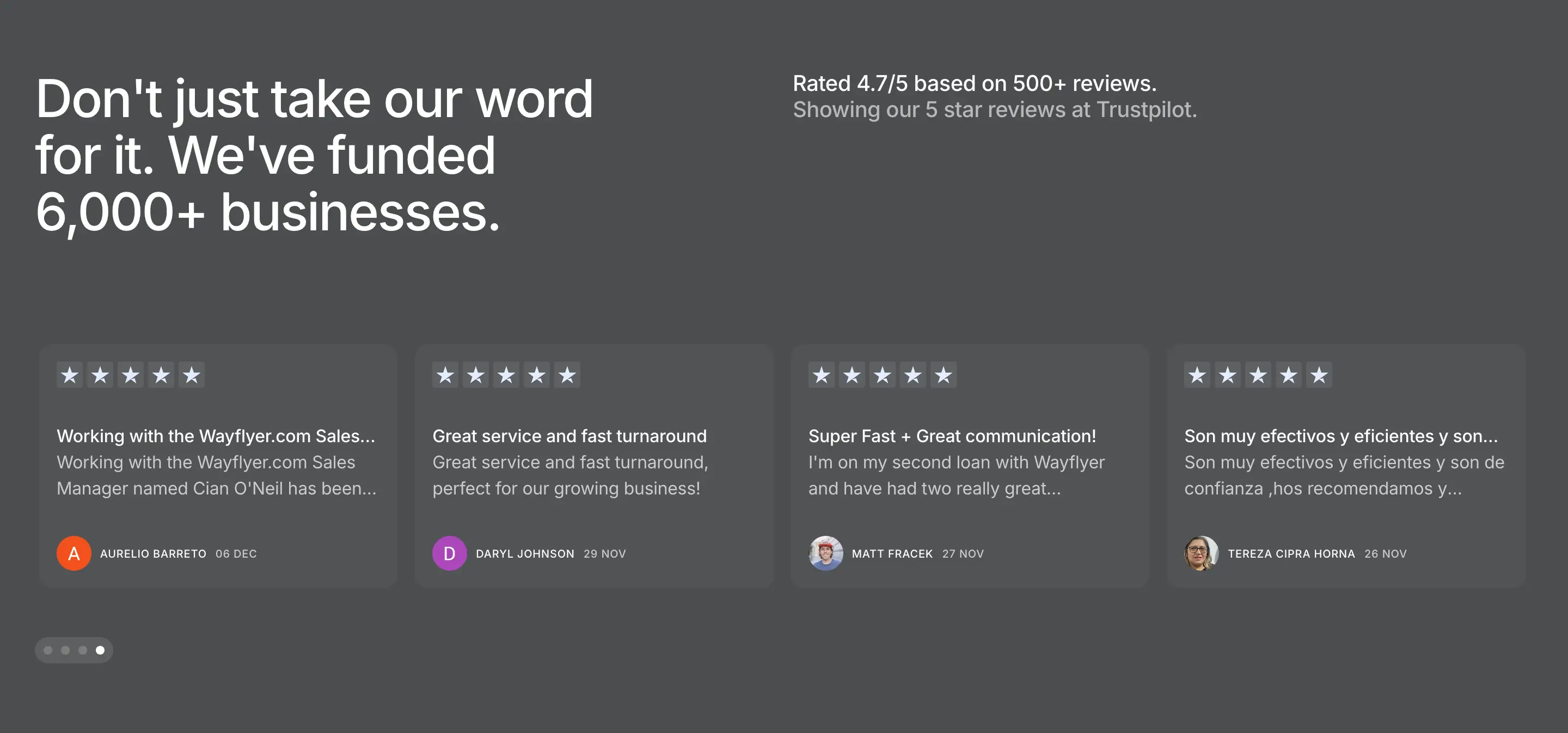 Wayflyer Customer Testimonial Design