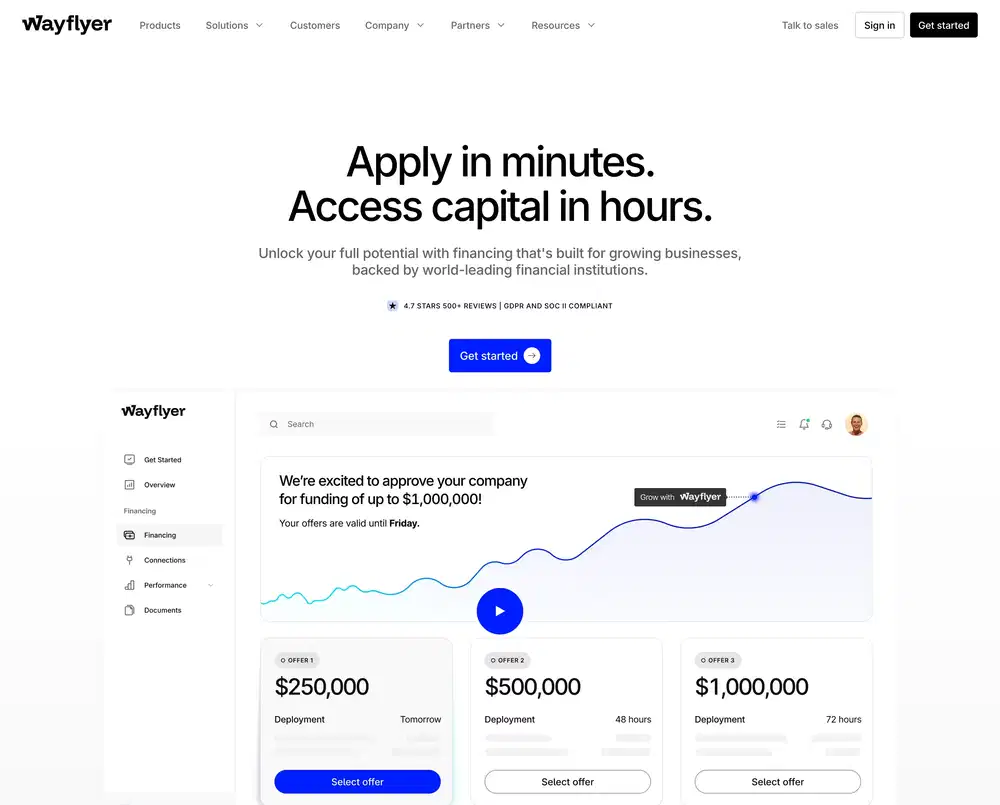 Wayflyer Financing Hero Design