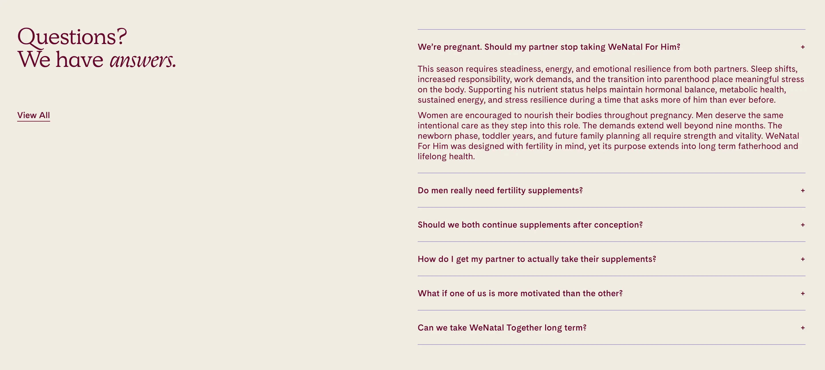 WeNatal Common Accordion FAQ Design