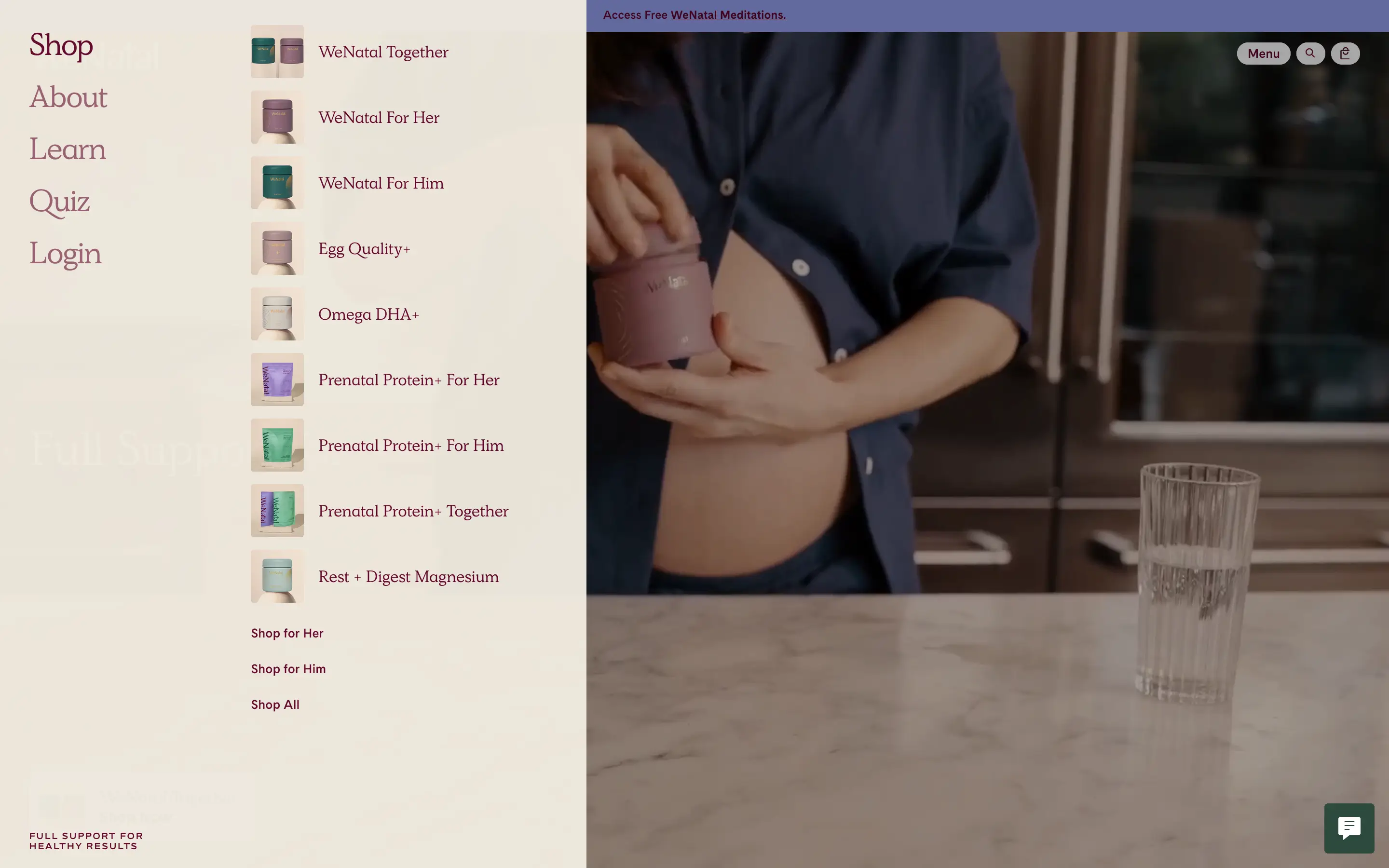 WeNatal Product Navigation Menu Design