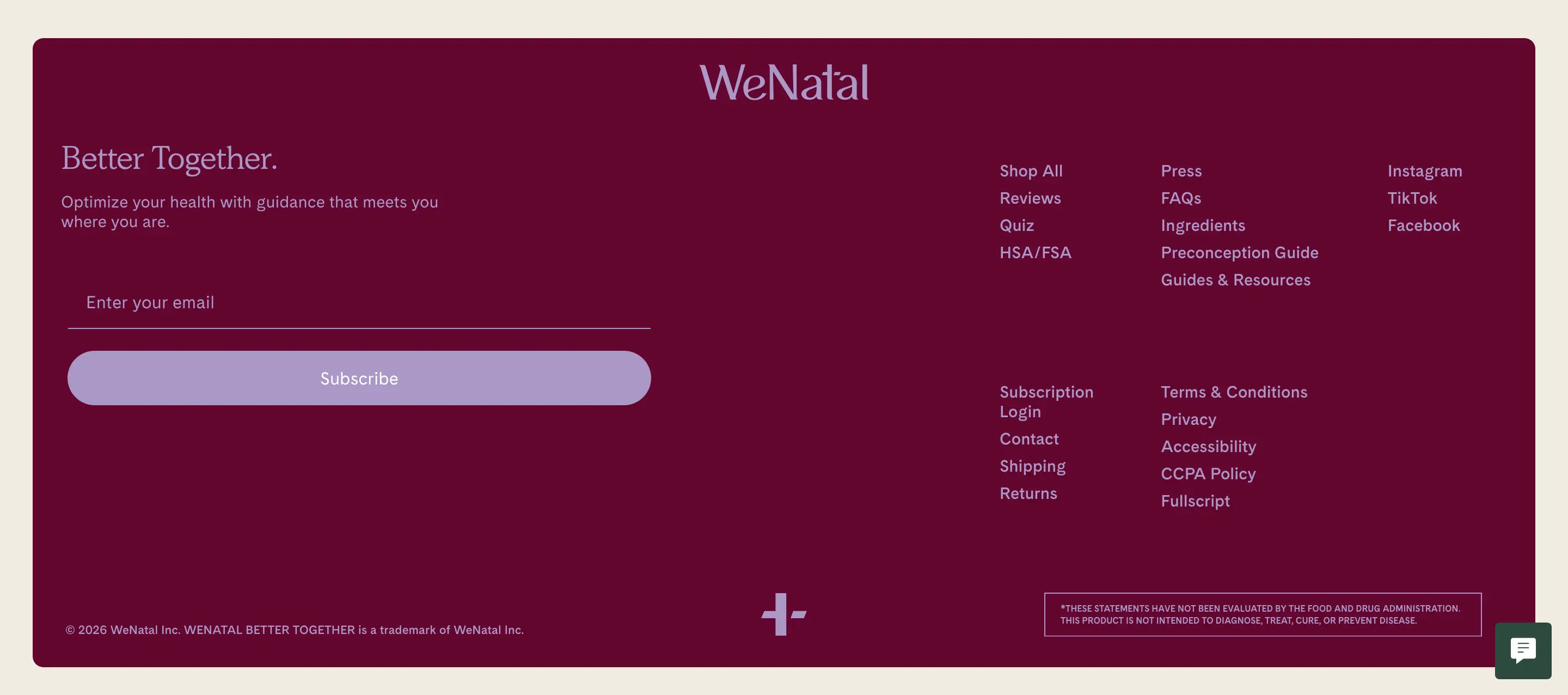 WeNatal Subscription Footer Design